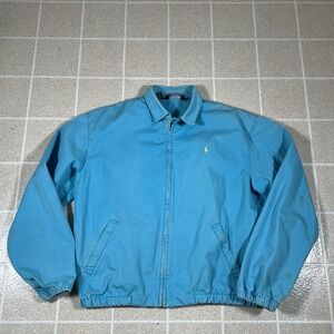Vintage Polo Ralph Lauren Harrington Jacket Mens Med Teal Blue Made In USA 90s